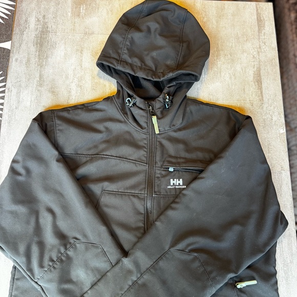 Helly Hansen Soft shell Hooded Fleece Lined Full Zip Jacket Mens Sz‎ Large Black - Picture 4 of 14